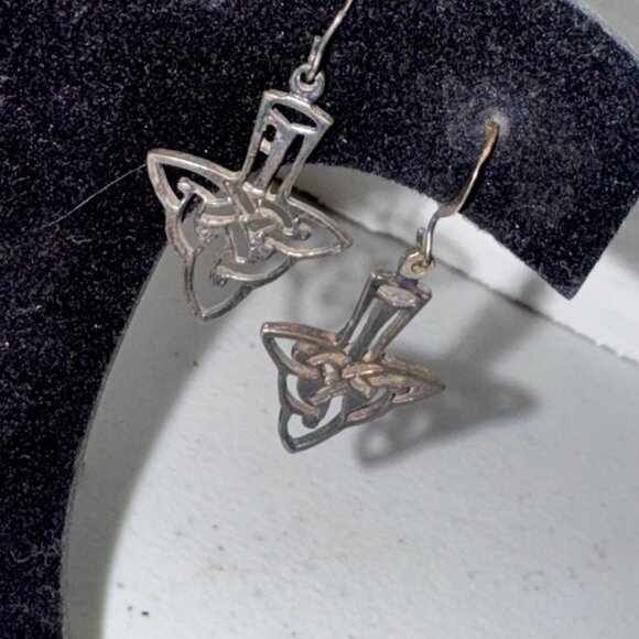 Celtic Triangle Dangle Earrings - Picture 11 of 14